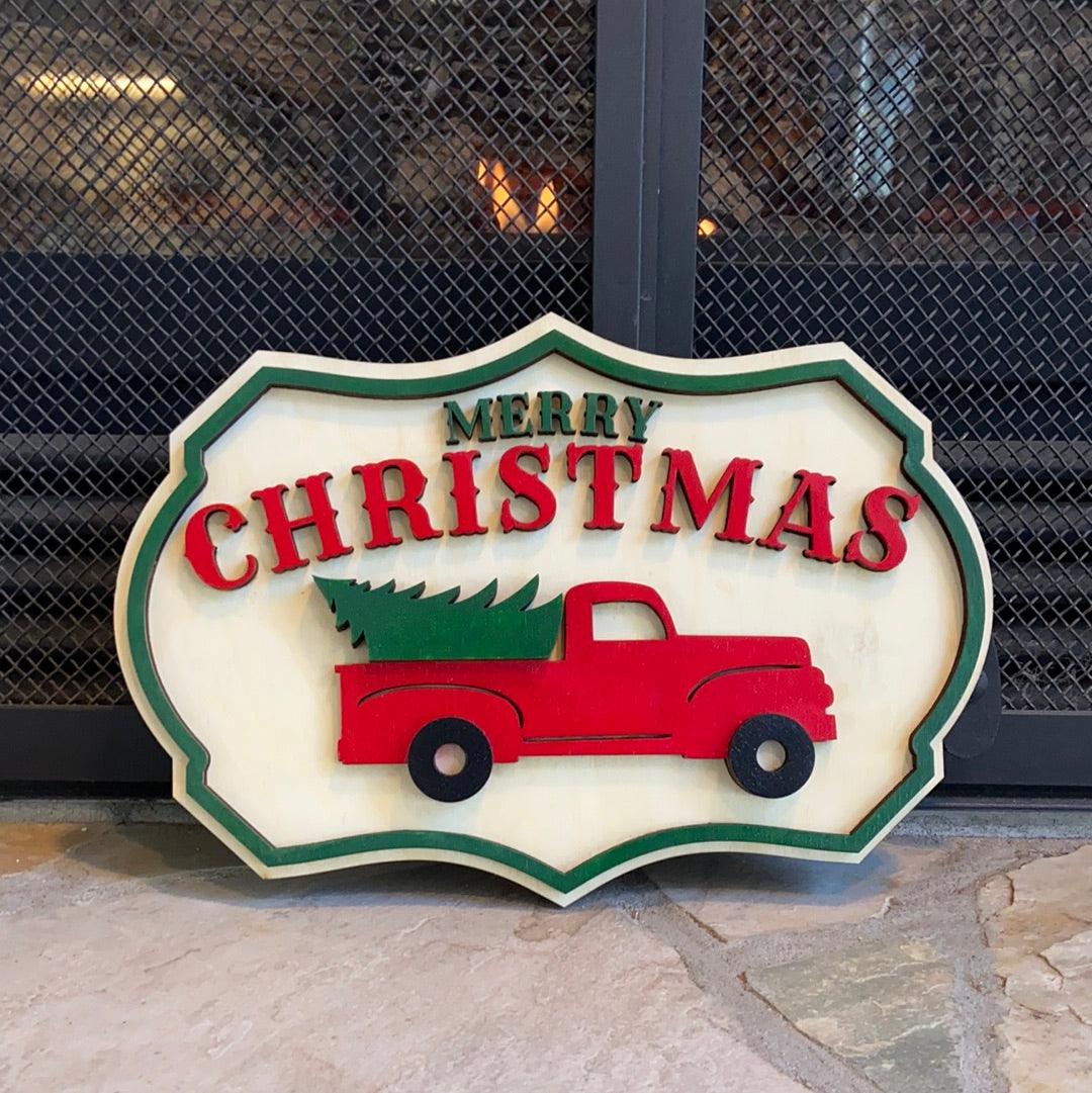 Merry Christmas with Christmas tree delivery Truck - Northern Heart Designs