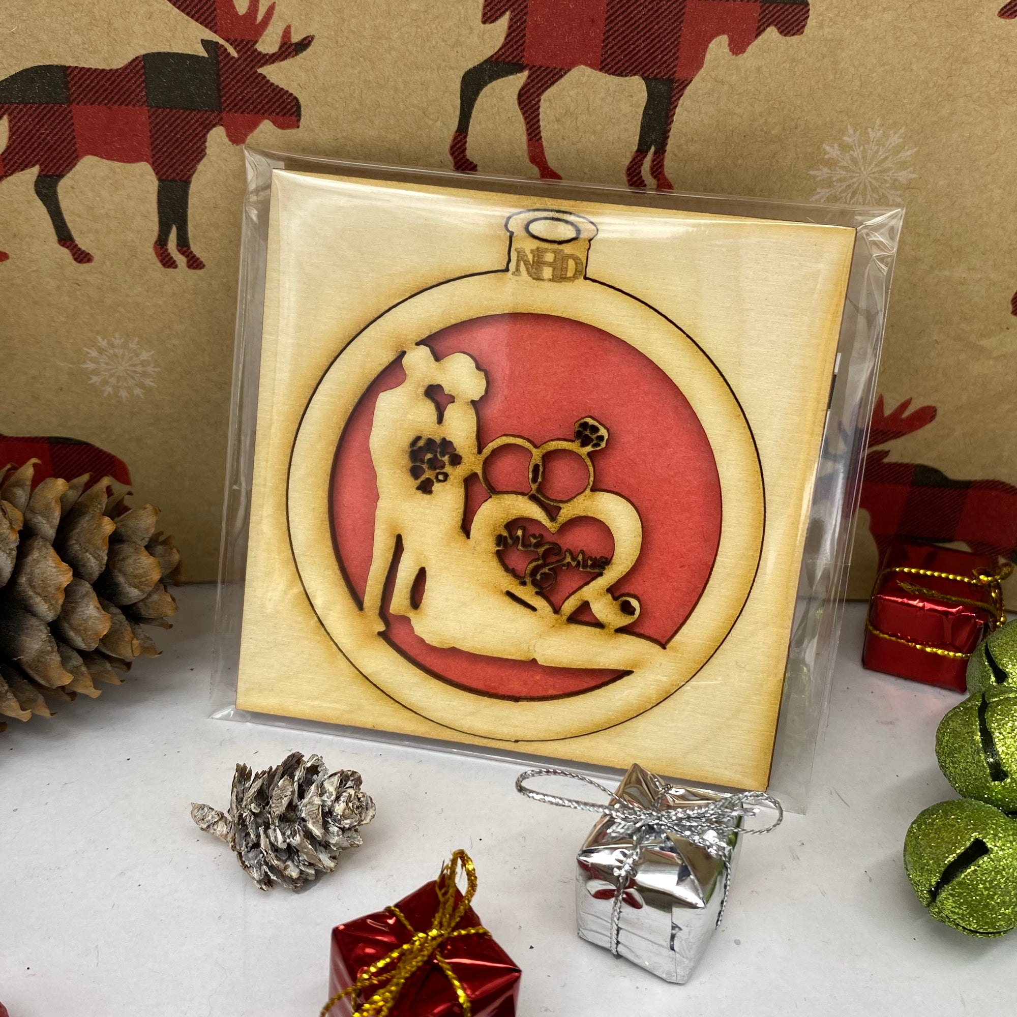 Mr & Mrs Christmas ornament - Northern Heart Designs