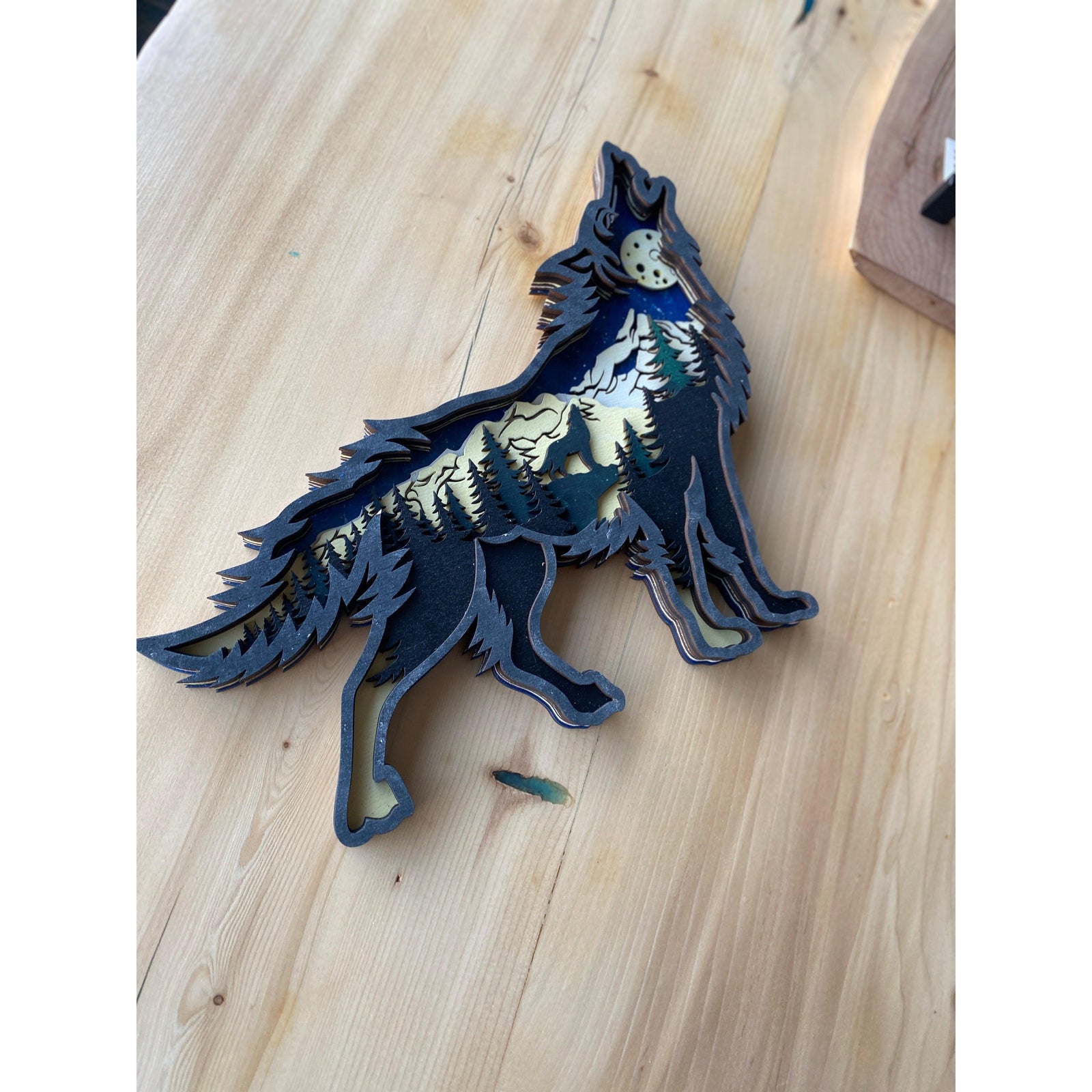 Multi-layer scenic wolf - Northern Heart Designs