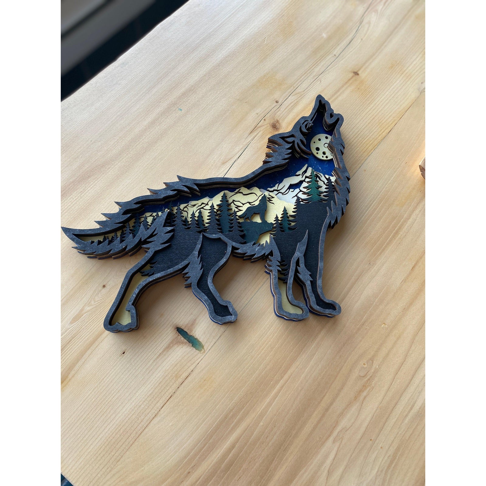 Multi-layer scenic wolf - Northern Heart Designs