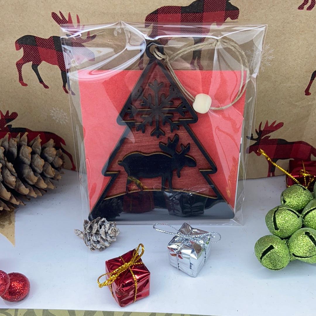 Multi-layered Tree with Moose Ornament - Northern Heart Designs