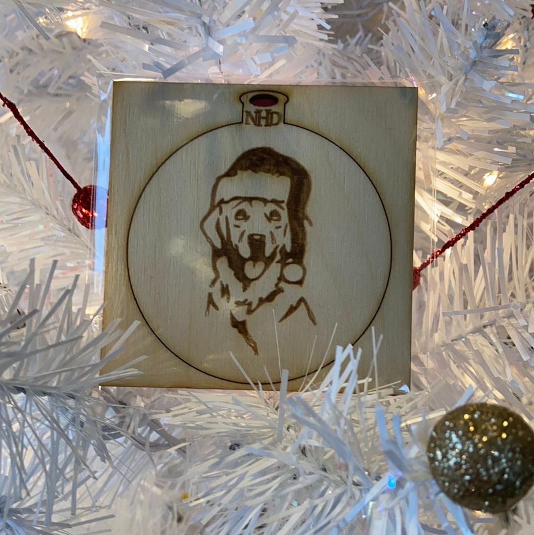 Retriever Ornament w/Santa hat - Northern Heart Designs