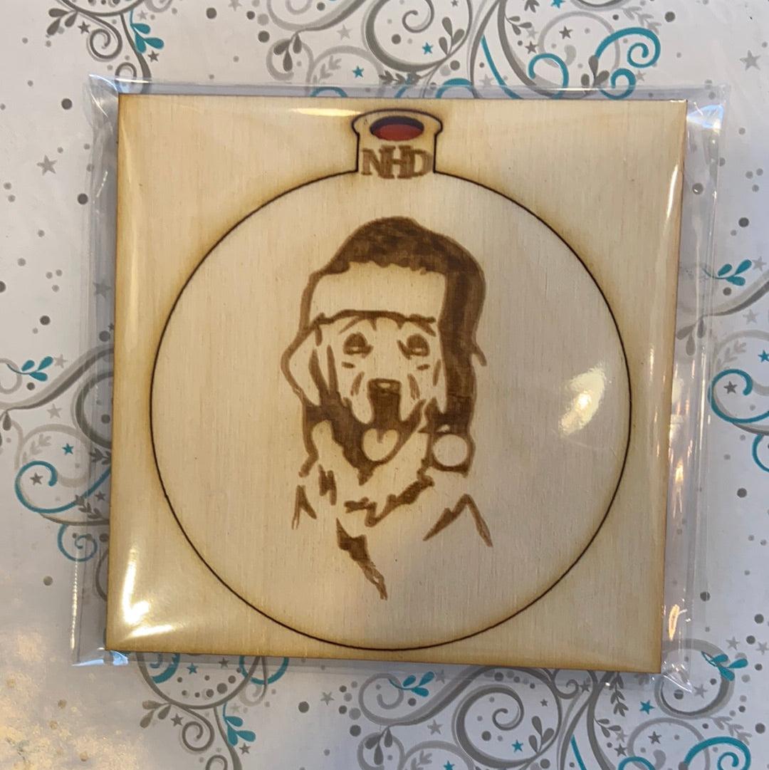 Retriever Ornament w/Santa hat - Northern Heart Designs