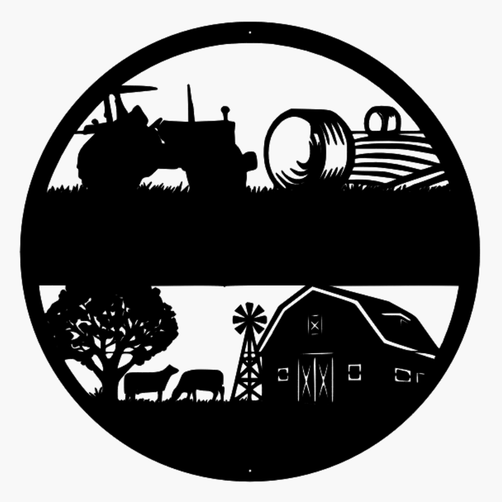 Round Farm Scene Name Sign - Northern Hart Designs