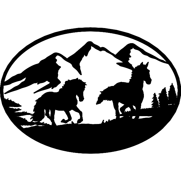 Running Horses With Mountains - Northern Heart Designs