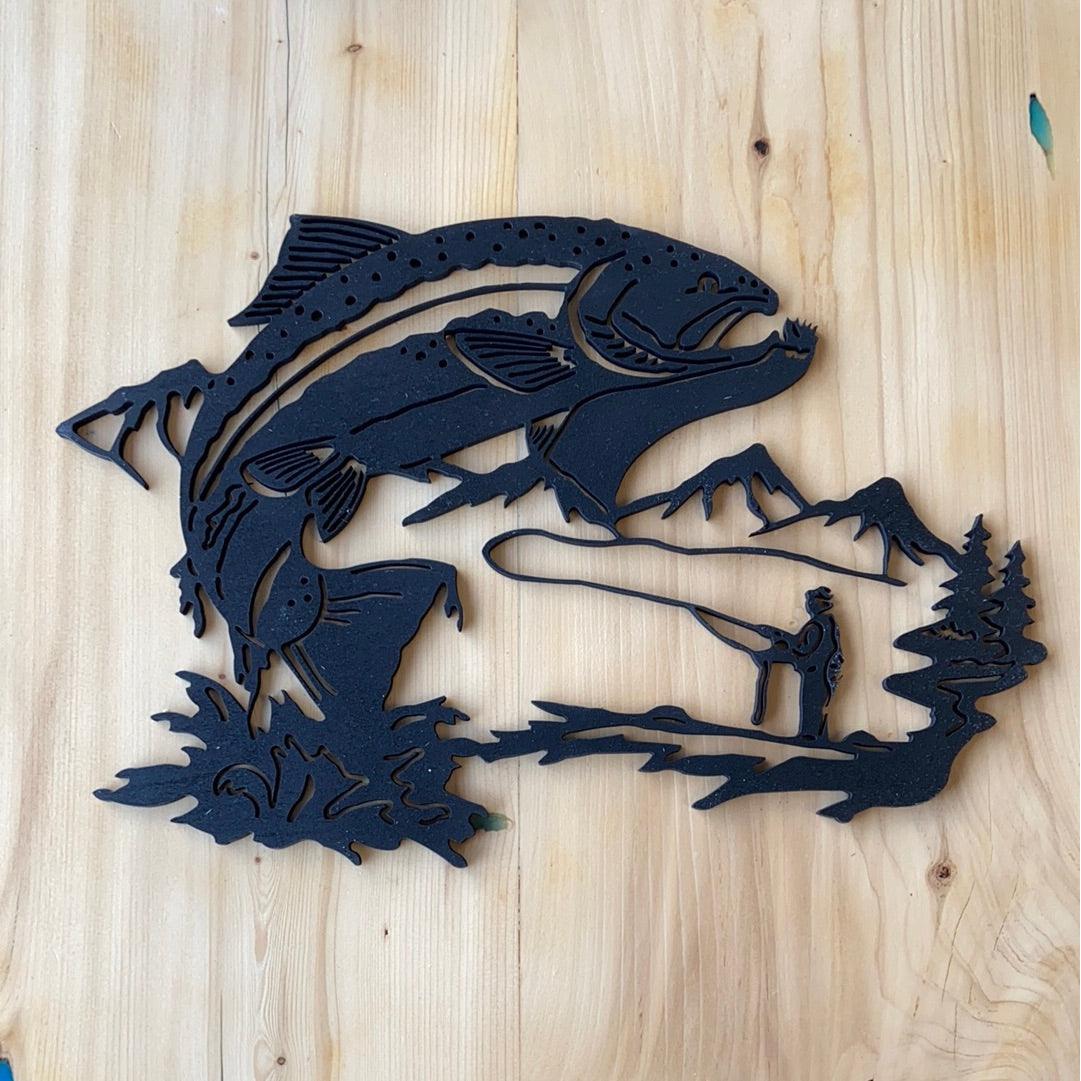 Salmon w/ fisherman - Northern Heart Designs
