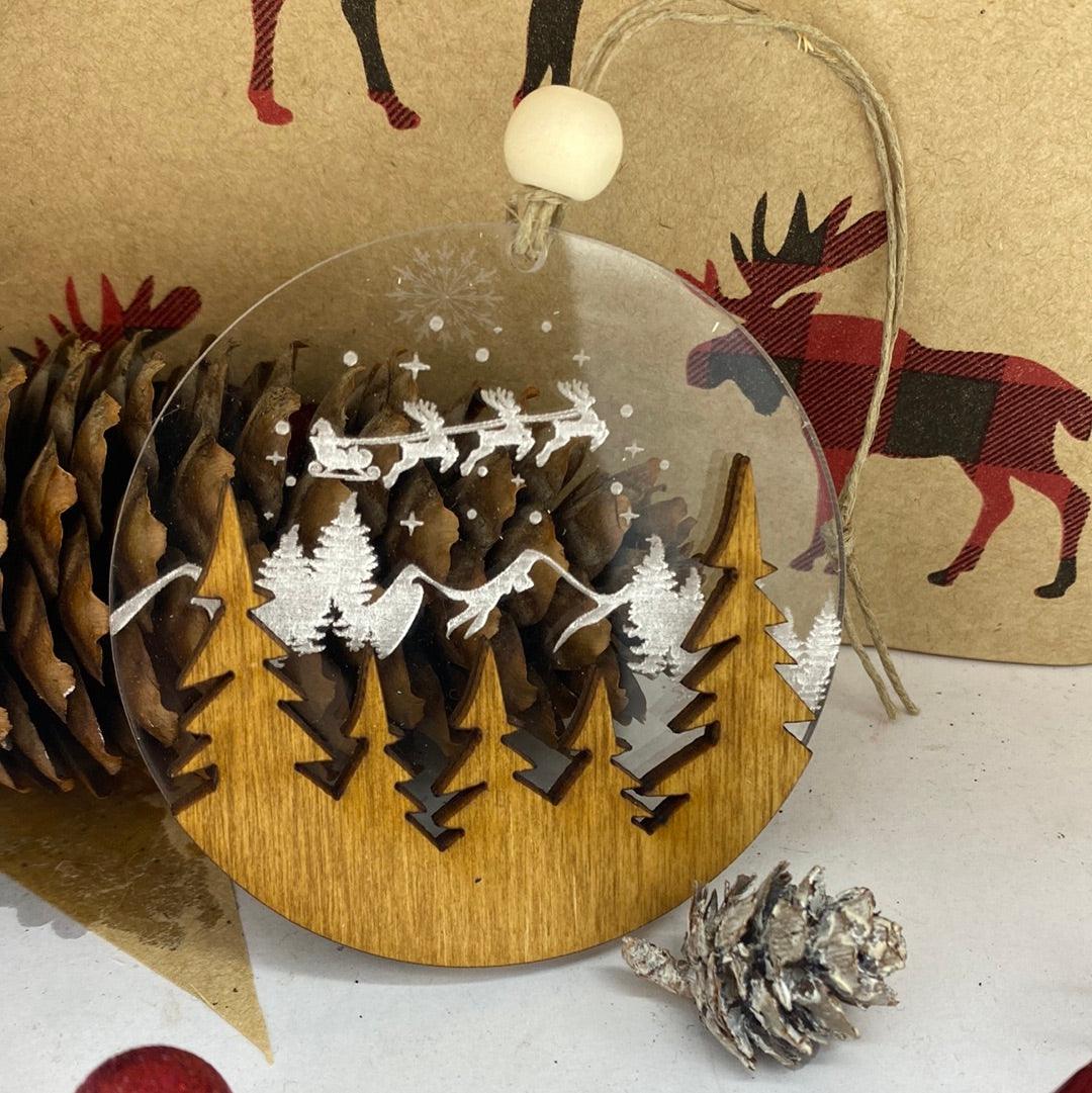 Santa's Sleigh Acrylic Ornament - Northern Heart Designs