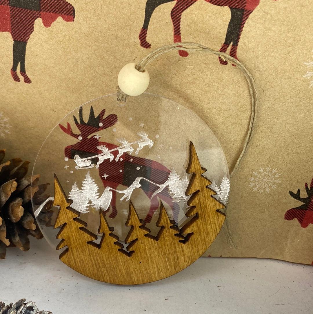 Santa's Sleigh Acrylic Ornament - Northern Heart Designs