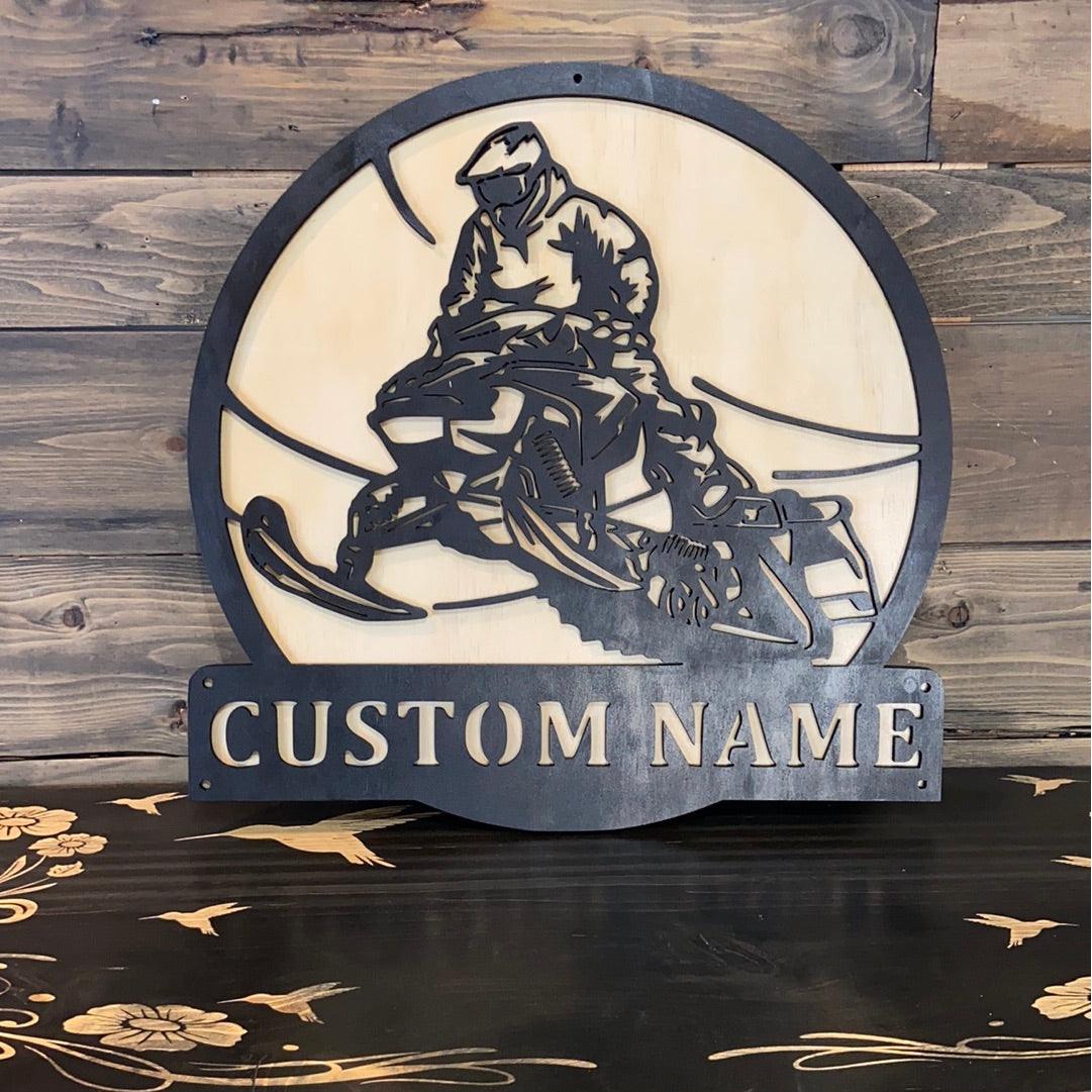Snowmobile Name Sign - Northern Heart Designs