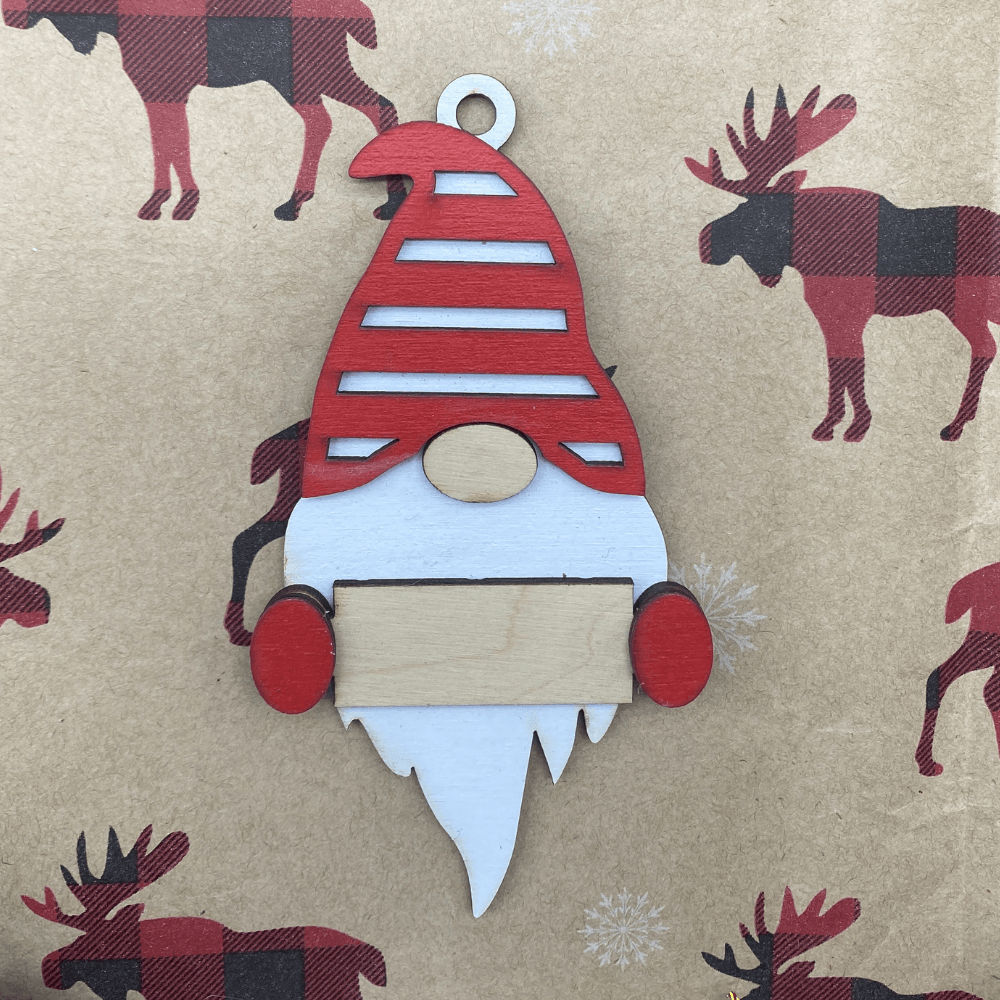 Stripe Hat Gnome Ornament - Northern Heart Designs