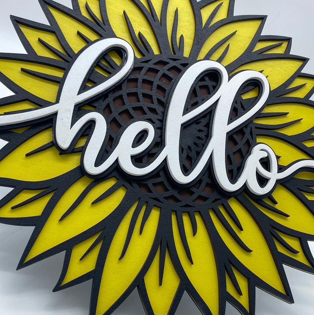 Sunflower with hello - Northern Heart Designs