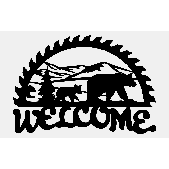 Welcome Saw With Bears In Half Saw Blade - Northern Hart Designs