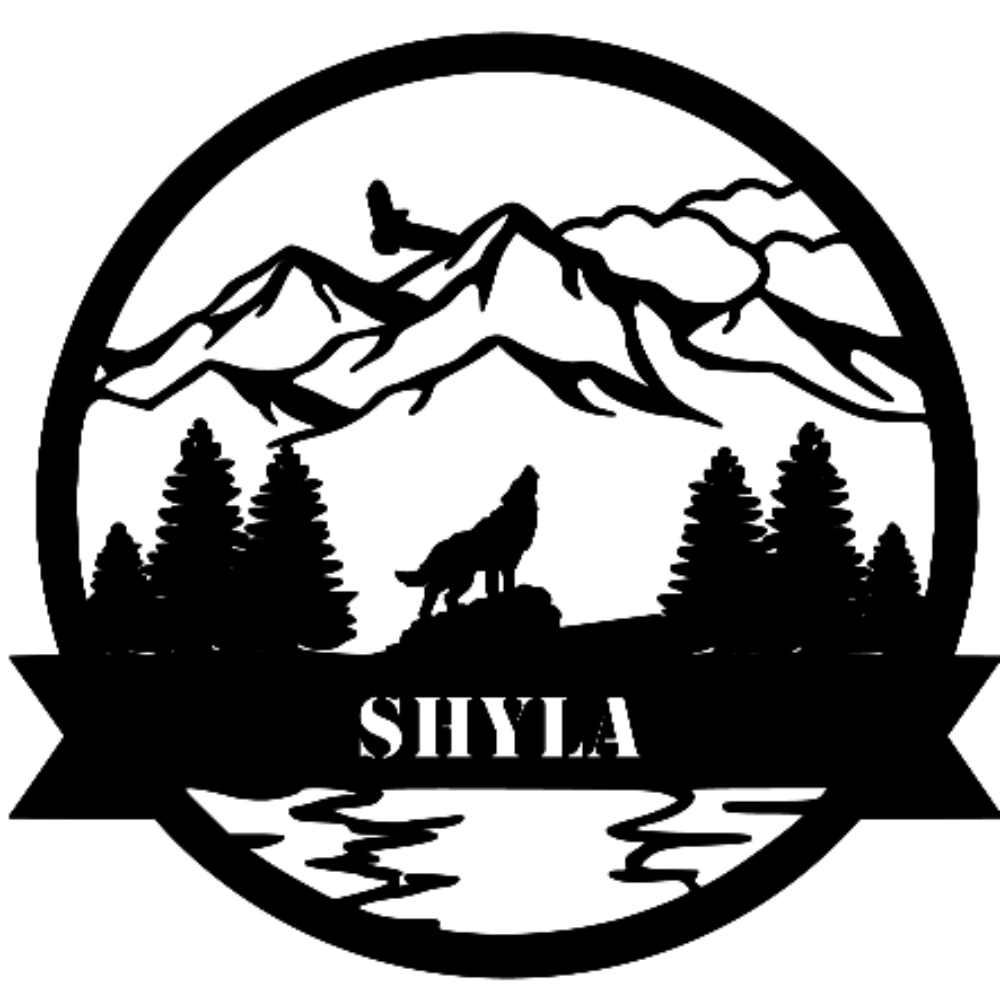 Wolf with mountains - Northern Hart Designs