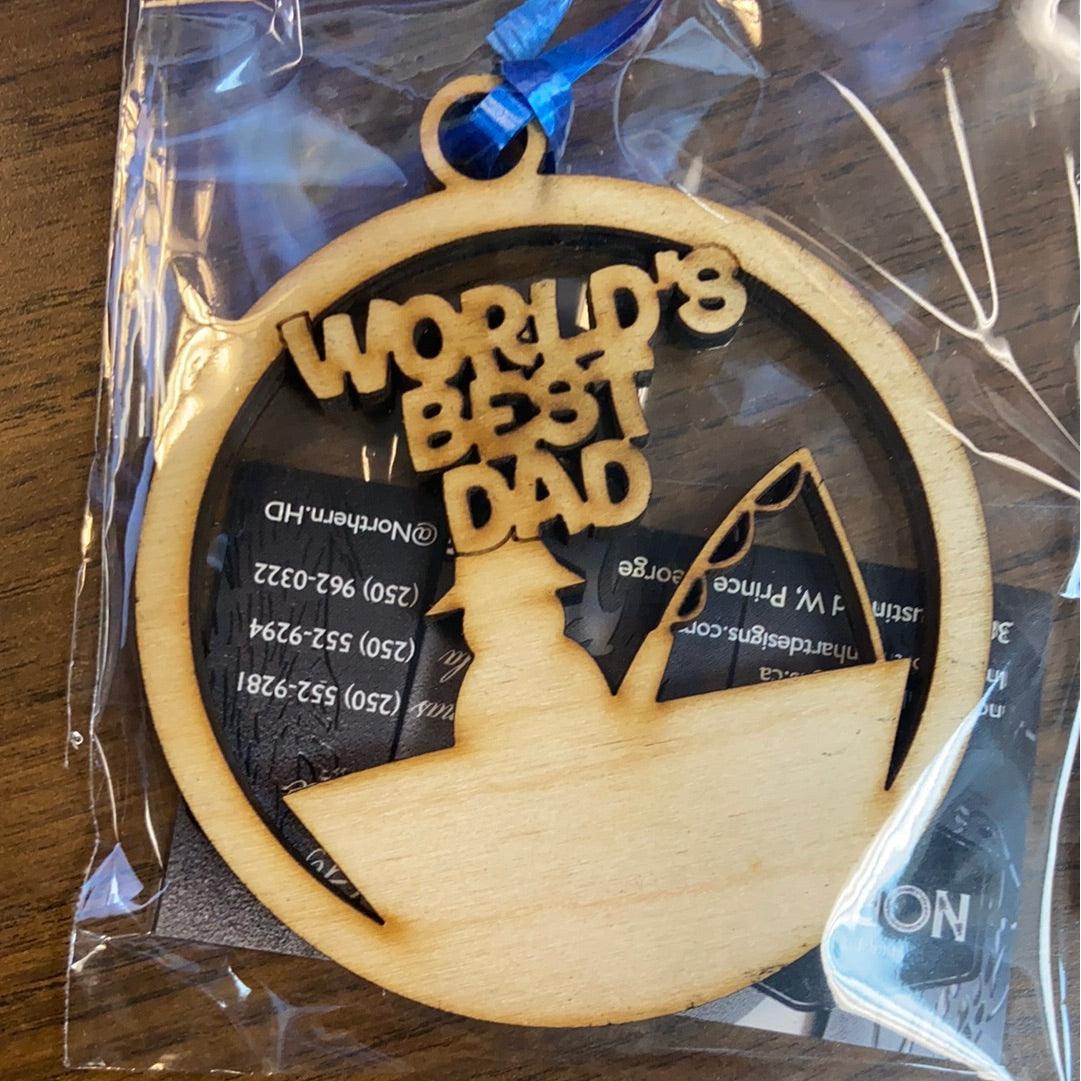 Worlds best dad ornament - Northern Heart Designs